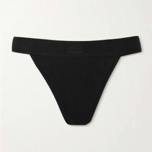 SKIMS Black Ribbed Thong Panty